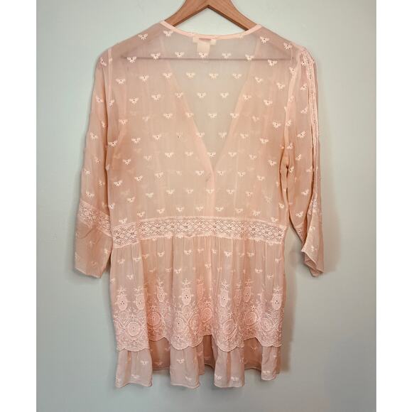 Sundance Misty Dreams Silk and Crochet Lace Tunic - Picture 3 of 8